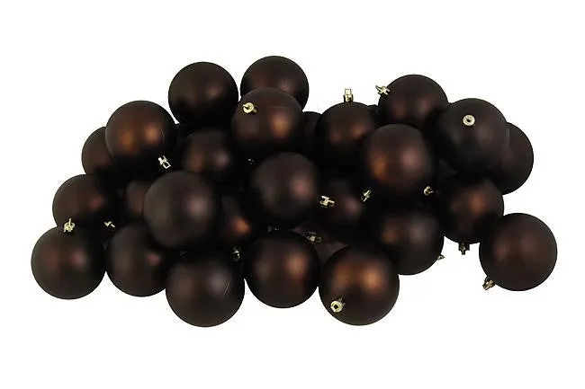 12ct Matte Chocolate Brown Shatterproof Christmas Ball Ornaments 4" (100mm)