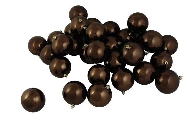 12ct Shiny Chocolate Brown Shatterproof Christmas Ball Ornaments 4" (100mm)