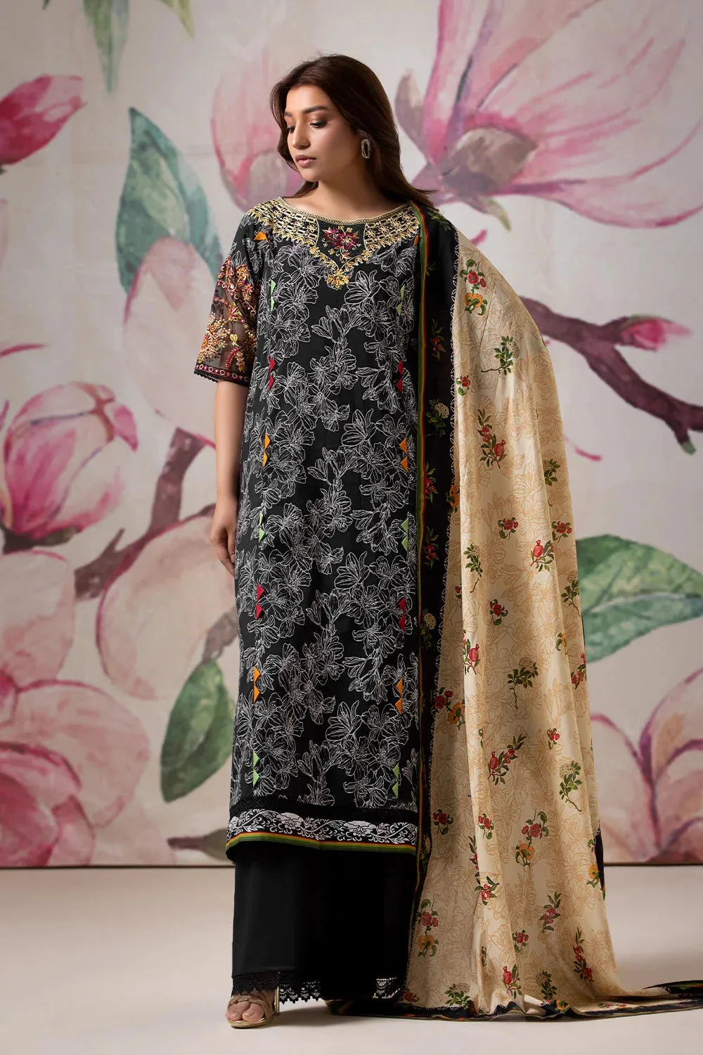 3PC Embroidered Unstitched Lawn Suit KL-2616