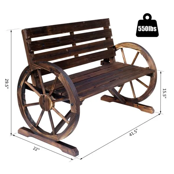 42" Wooden Wagon Wheel Bench