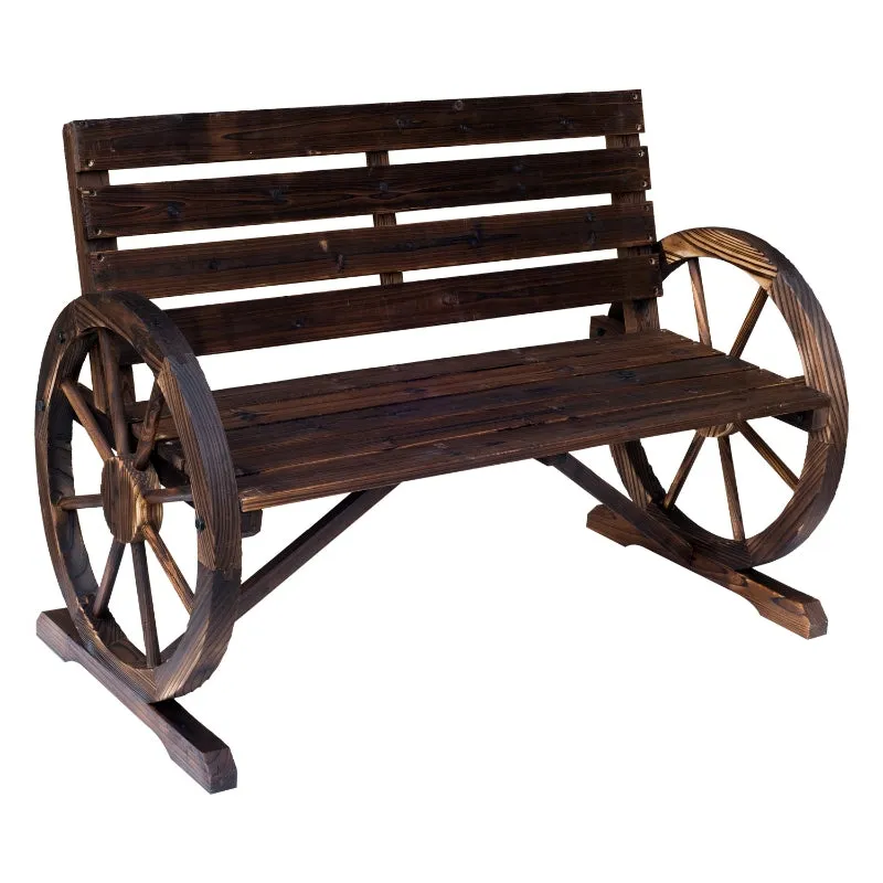 42" Wooden Wagon Wheel Bench