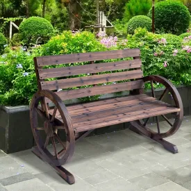 42" Wooden Wagon Wheel Bench