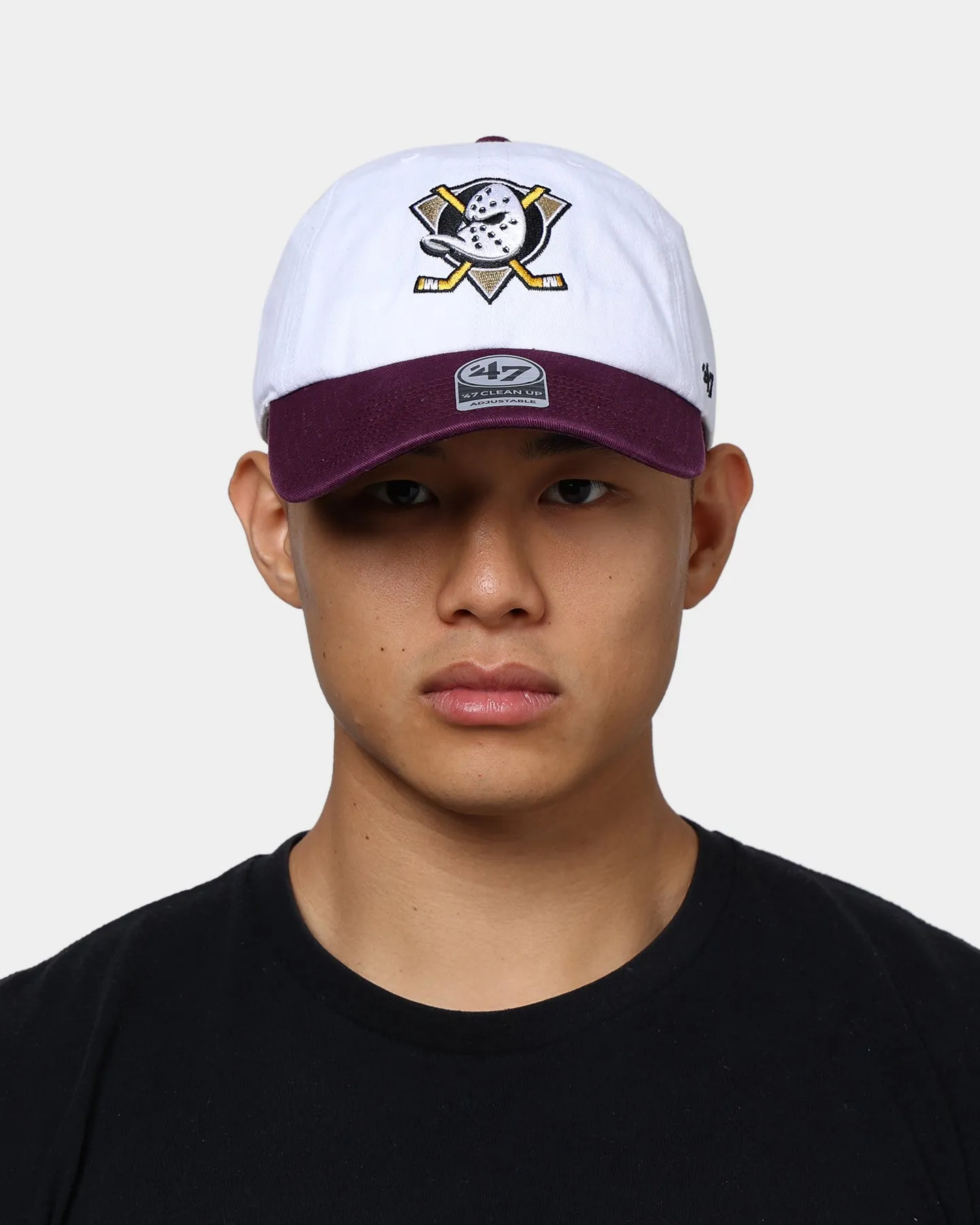 47 Brand Anaheim Ducks 2-Tone Clean Up Strapback White/Purple