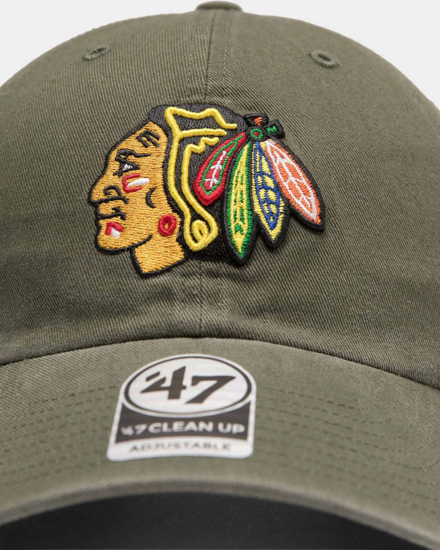 47 Brand Blackhawks Clean Up Strapback Moss