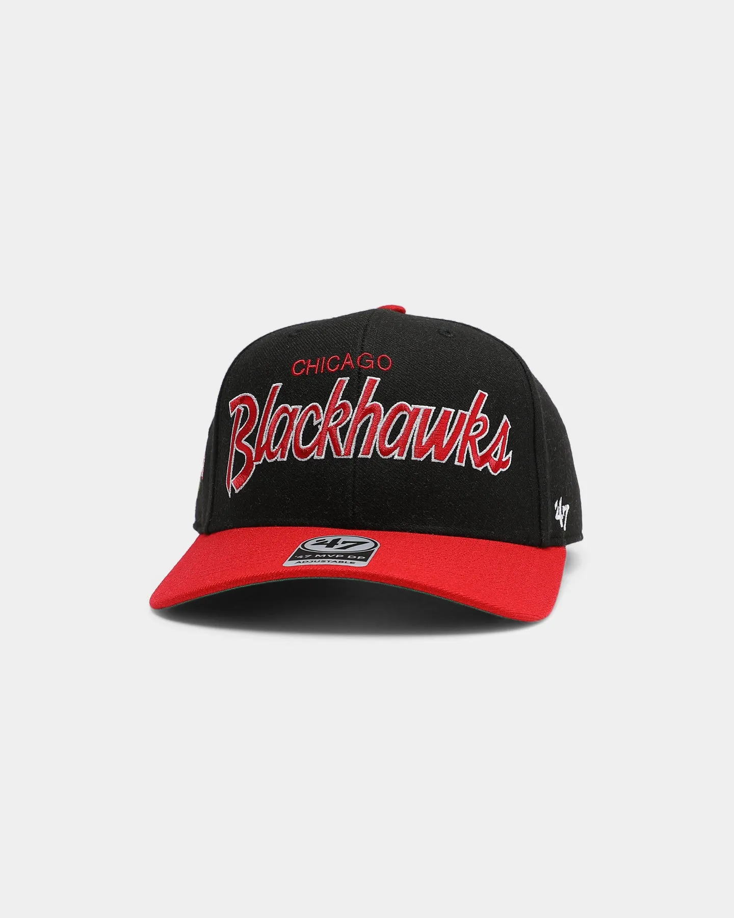 47 Brand Men's Chicago Blackhawks Script MVP DP Snapback Black/Red