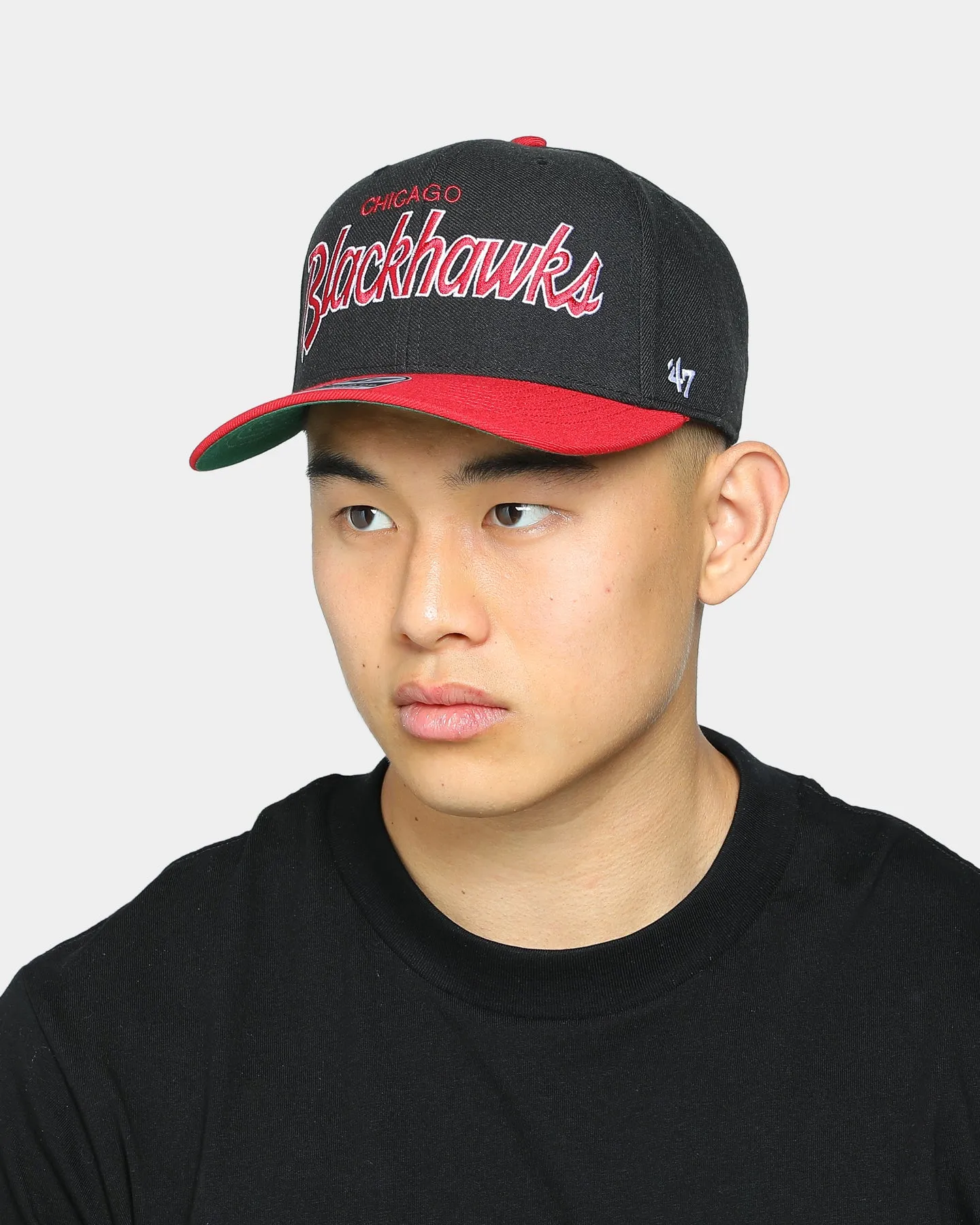 47 Brand Men's Chicago Blackhawks Script MVP DP Snapback Black/Red