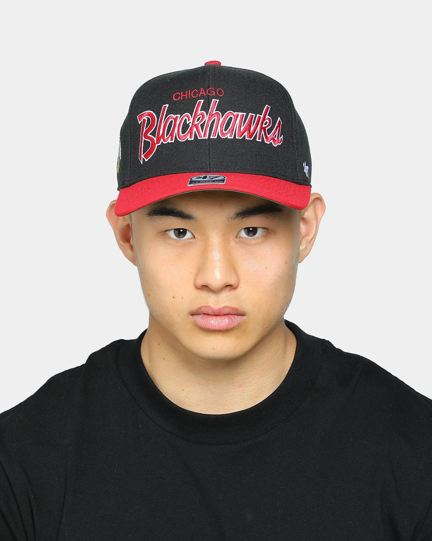 47 Brand Men's Chicago Blackhawks Script MVP DP Snapback Black/Red