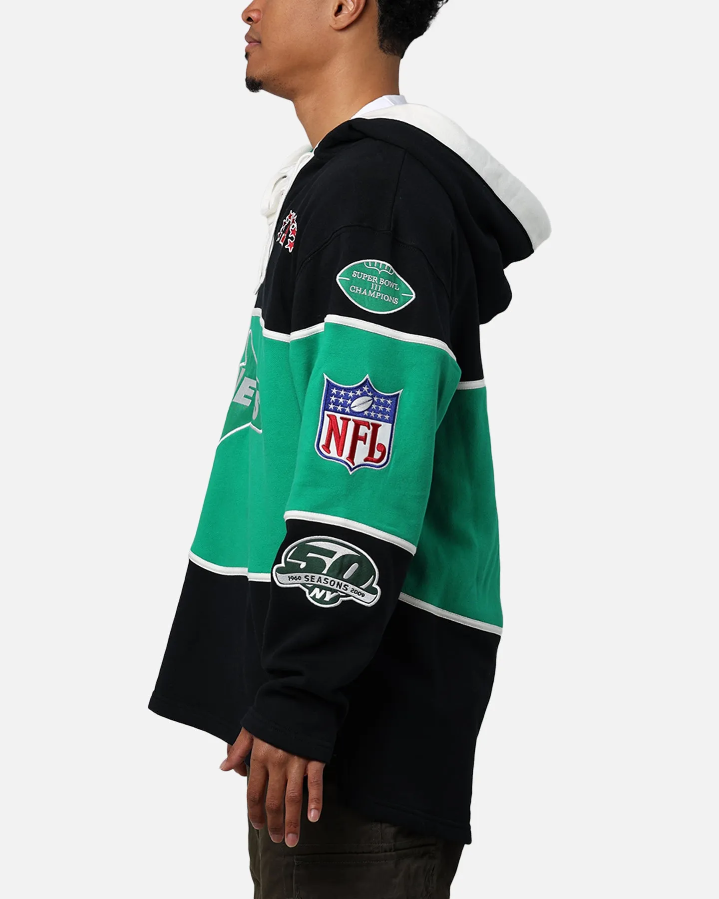 47 Brand New York Jets Super Bowl Gridiron Lacer Hoodie Jet Black