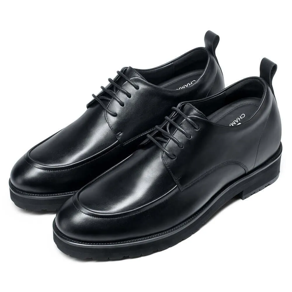 8 CM / 3.15 Inches - CMR CHAMARIPA Height Enhancing Shoes - Mens Elevator Dress Shoes - Black Derby Dress Shoes That Make You Taller