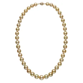 8.4-11.6 mm AA /AAA Round Golden South Sea Pearl Necklace