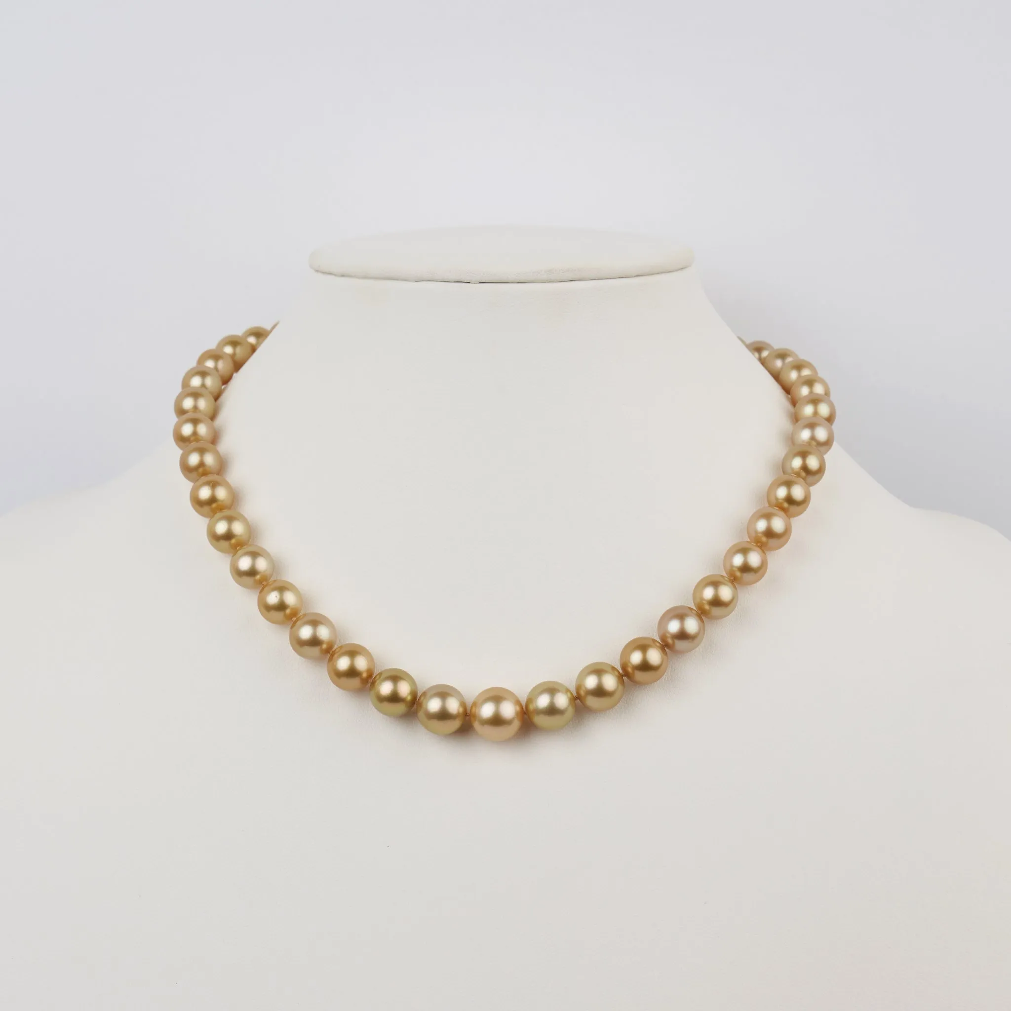 8.4-11.6 mm AA /AAA Round Golden South Sea Pearl Necklace