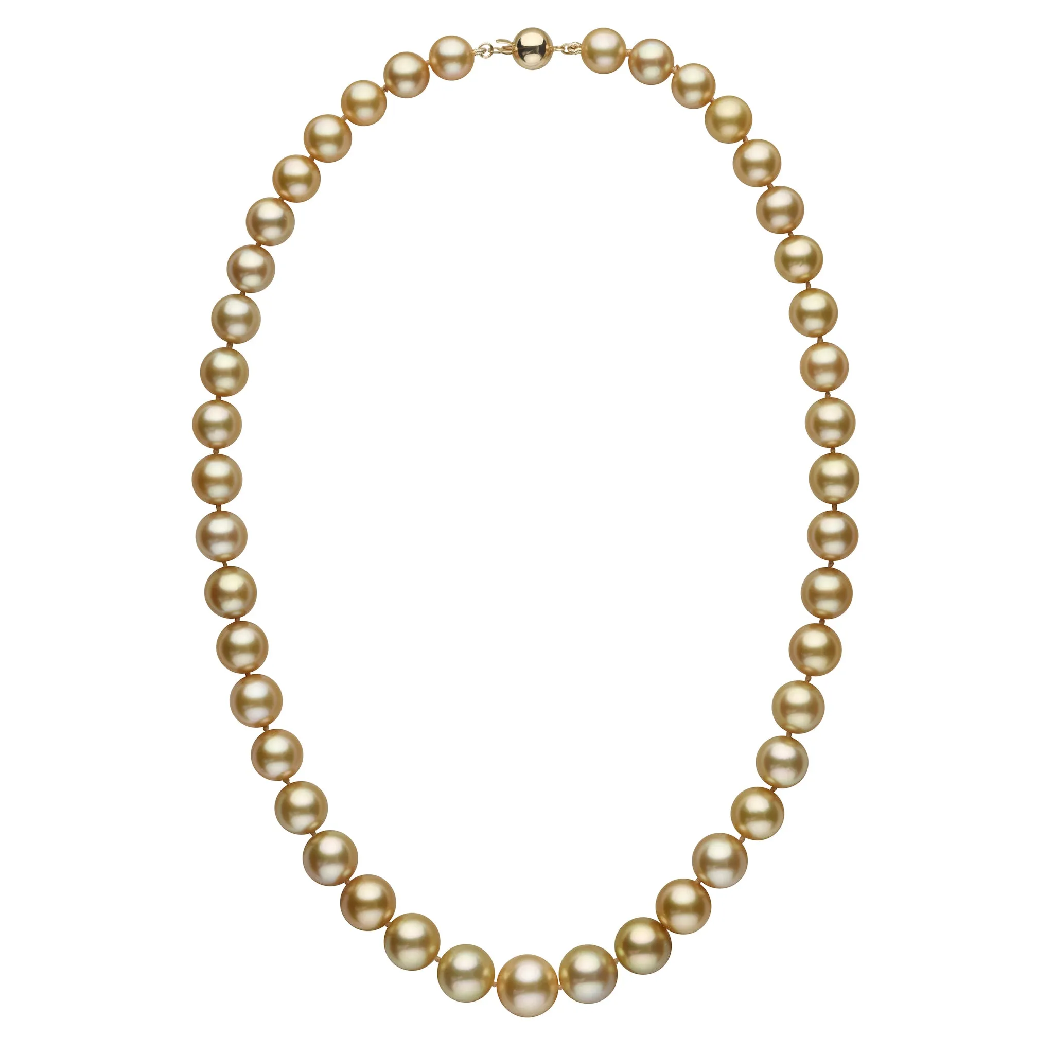 8.4-11.6 mm AA /AAA Round Golden South Sea Pearl Necklace