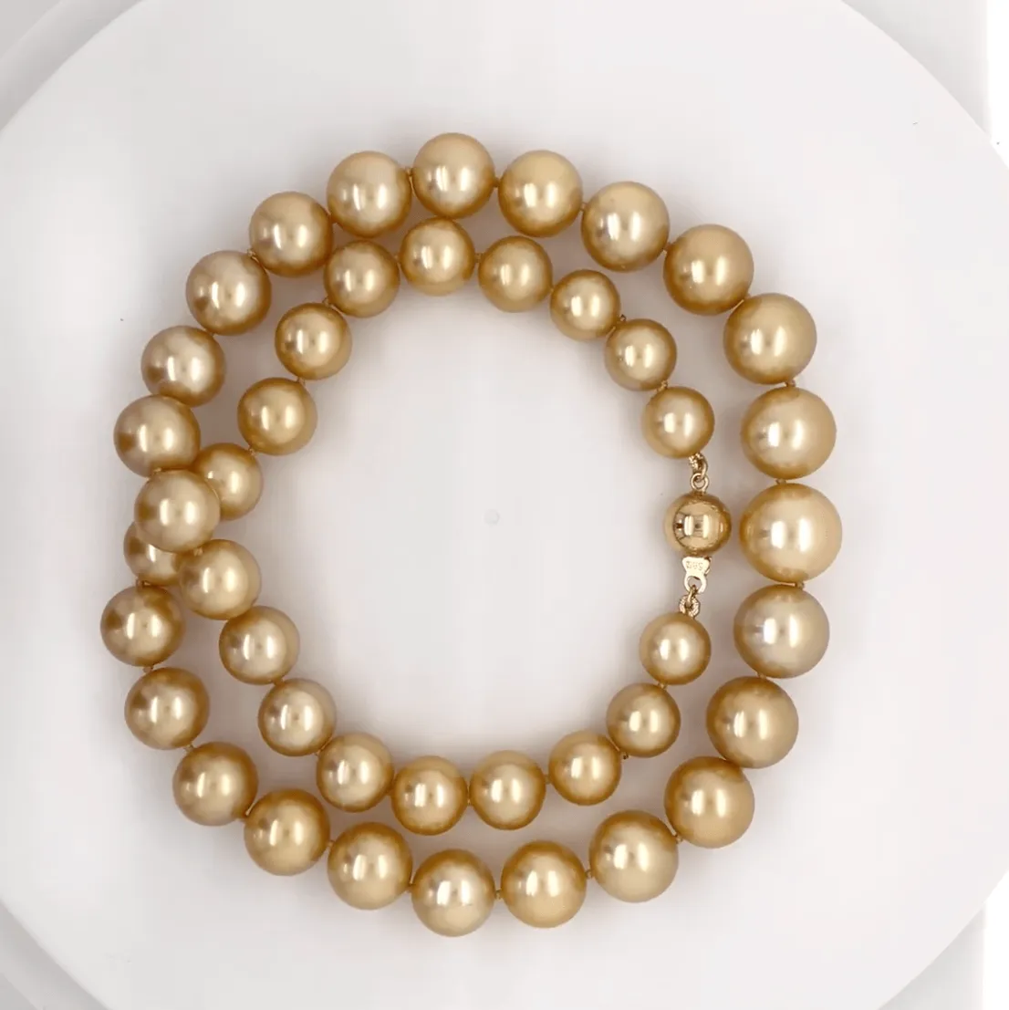 8.4-11.6 mm AA /AAA Round Golden South Sea Pearl Necklace