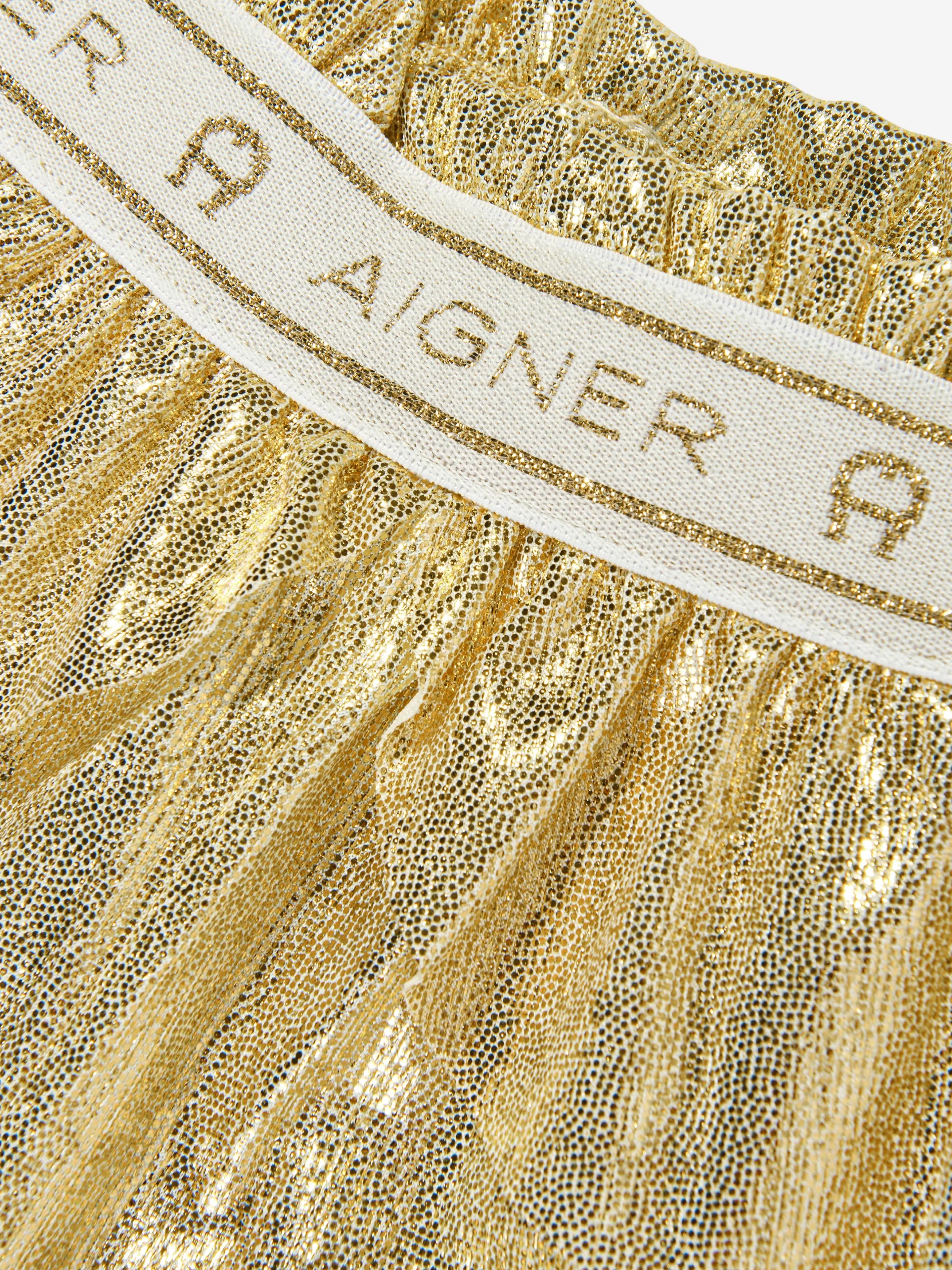 Aigner Girls Metallic Trousers in Gold