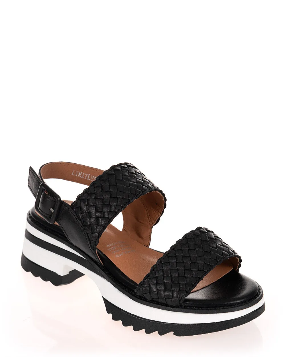 Alfie & Evie Limitless Black Woven Leather Sandal