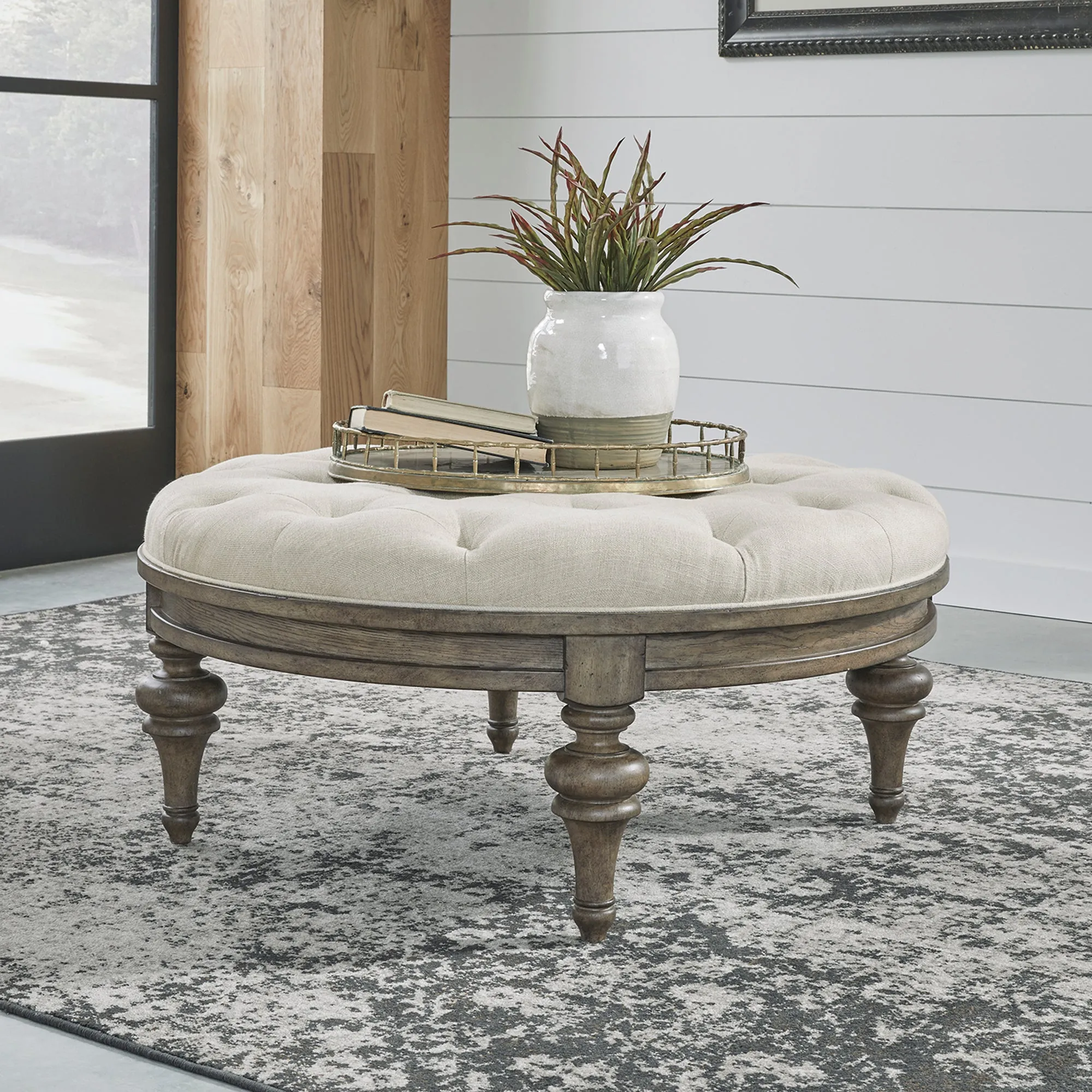 Americana Farmhouse 615-OT1080 Round Cocktail Ottoman