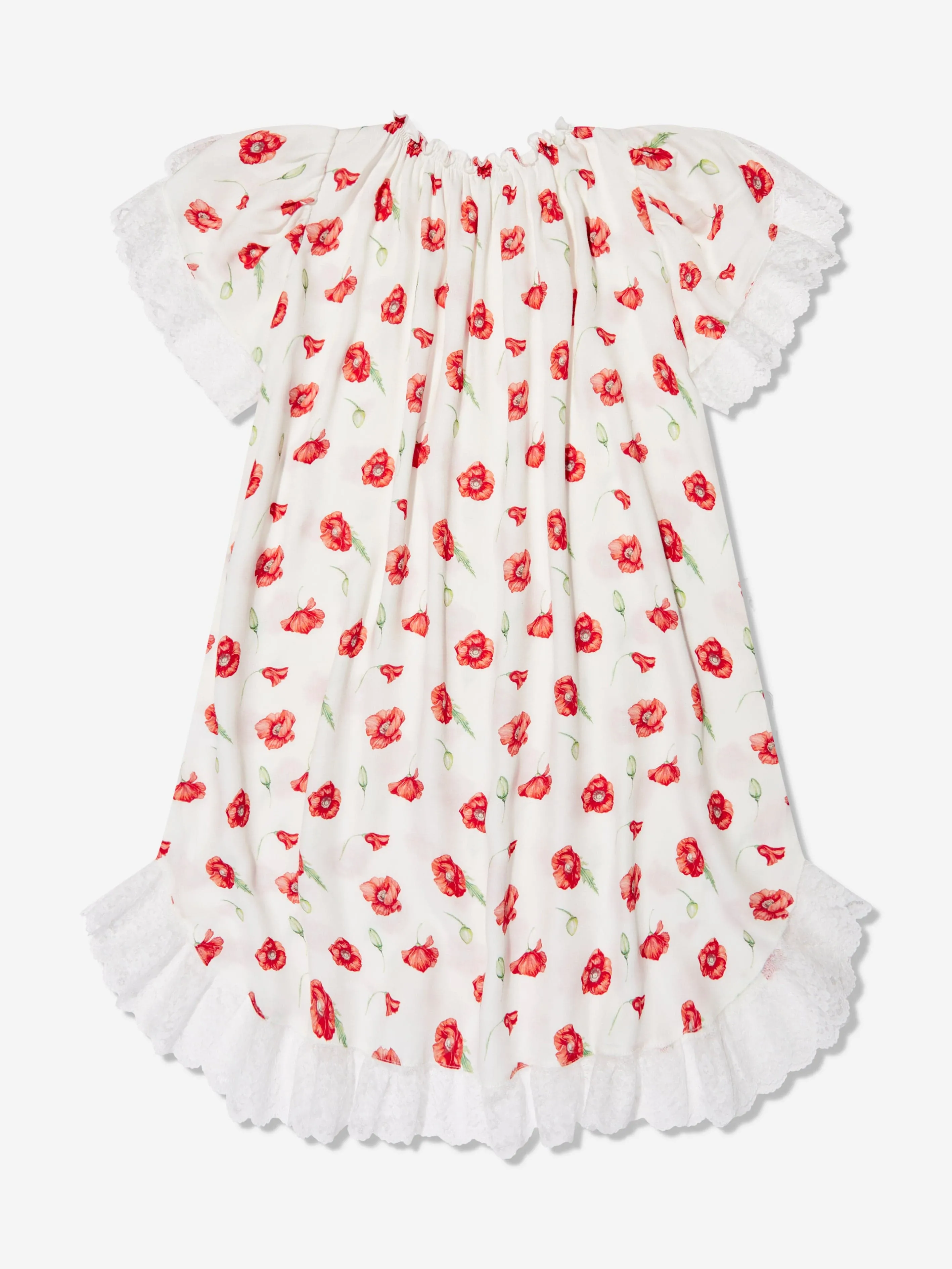 Amiki Children Girls Olivia Poppy Print Nightdress in White