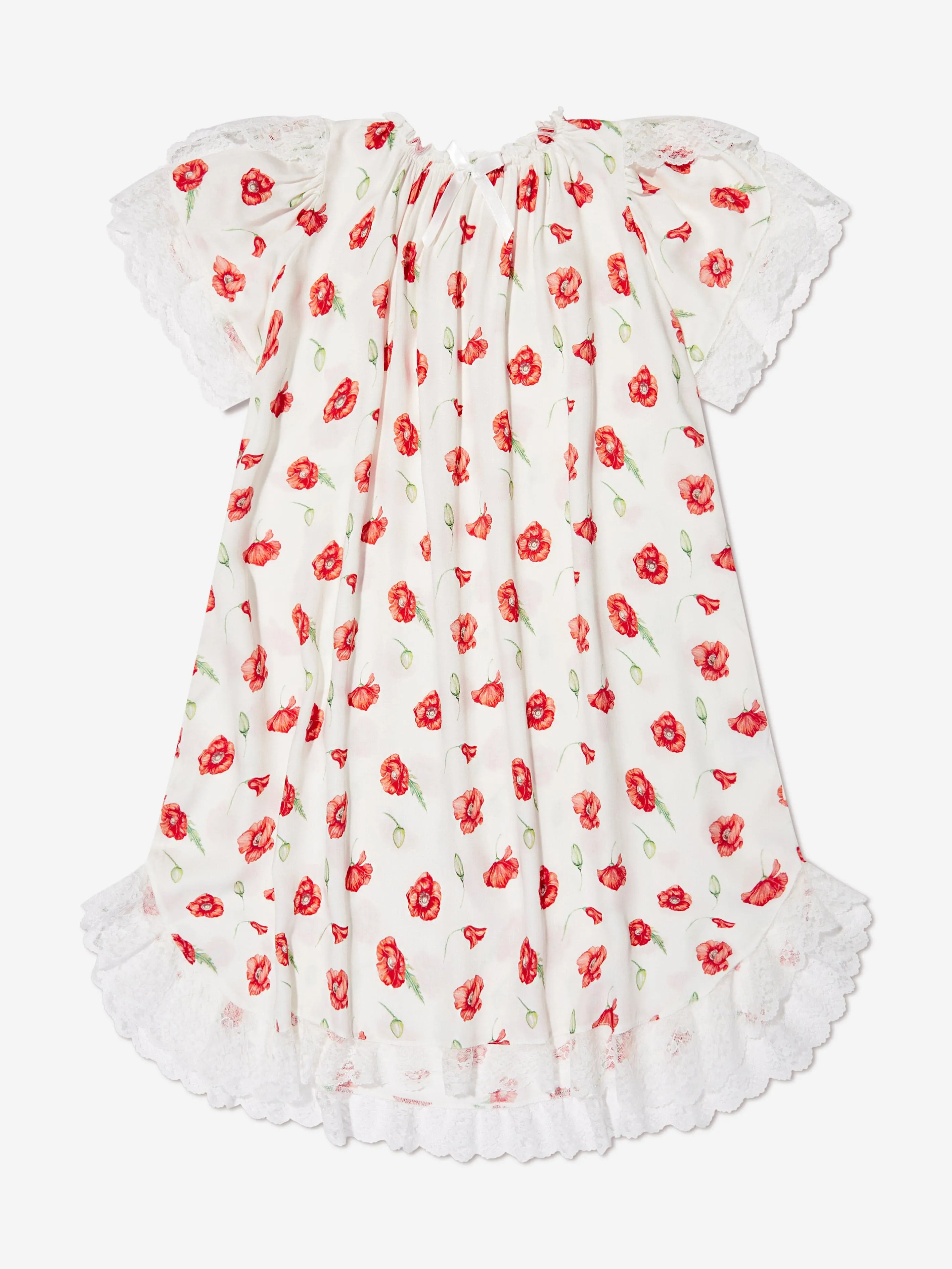 Amiki Children Girls Olivia Poppy Print Nightdress in White