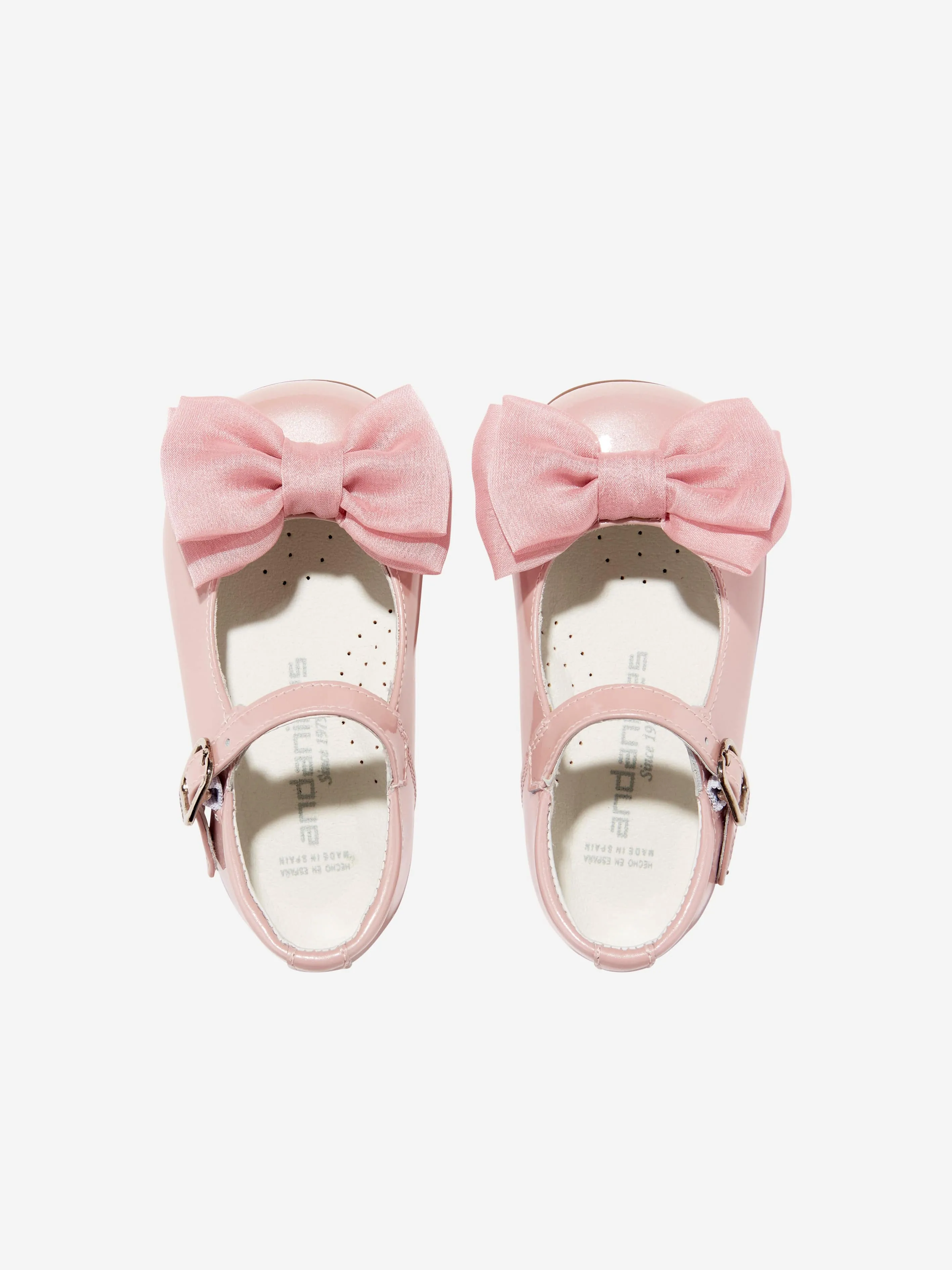 Andanines Girls Leather Bow Shoes in Pink