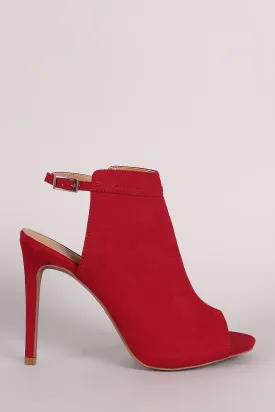 Anne Michelle Suede Peep Toe Mule Booties