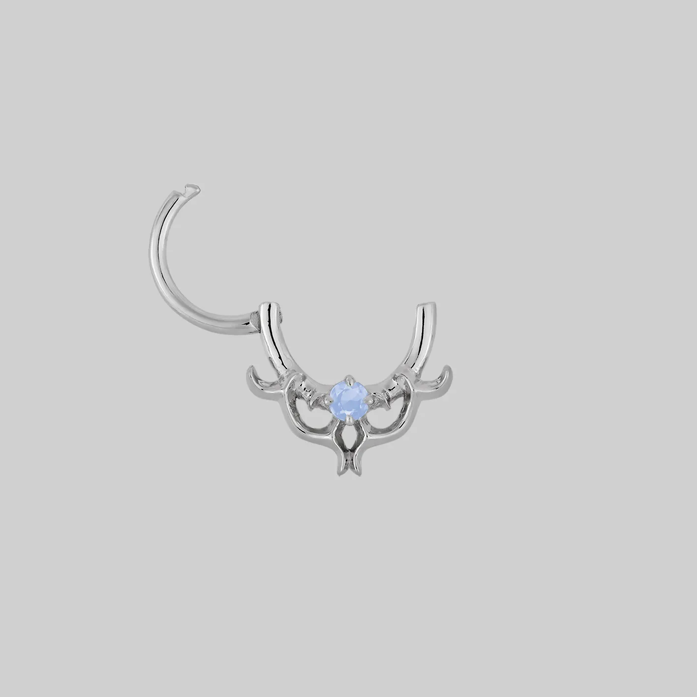 AURORA. Cosmic Waves Opalite Septum Clicker Ring - Silver