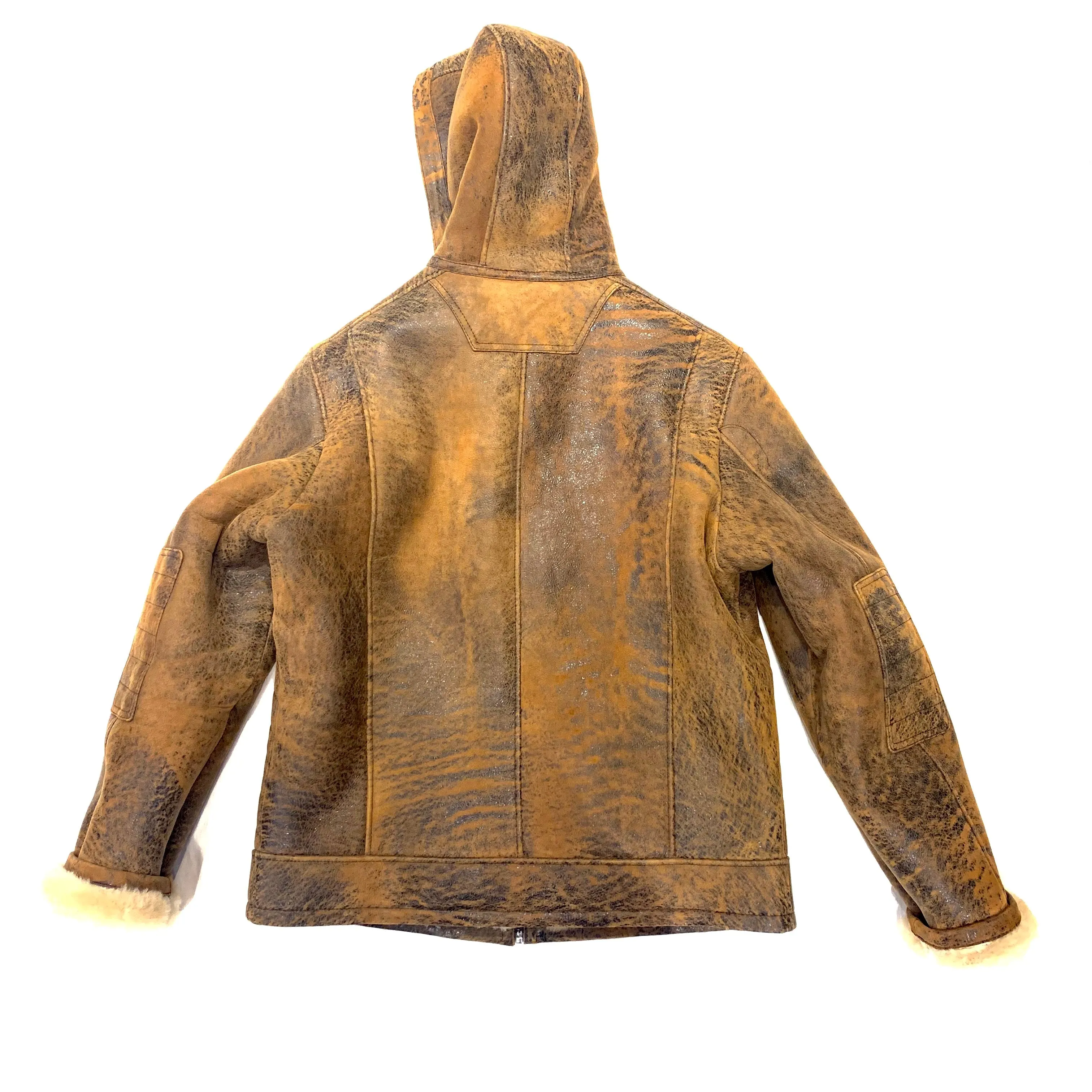 Barya NewYork Antique Brown Hooded Shearling Jacket