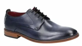 Base London Script Washed Mens Plain Toe Lace Up Derby Shoe