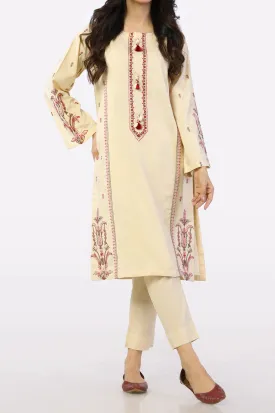 Beige Embroidered 2PC