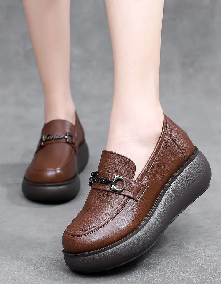 Big Size Leather Platform Shoes for Spring