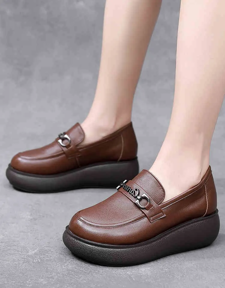 Big Size Leather Platform Shoes for Spring