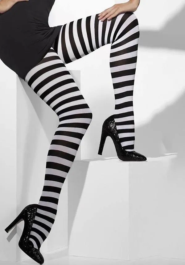 Black & White Stripe Opaque | TIGHTS