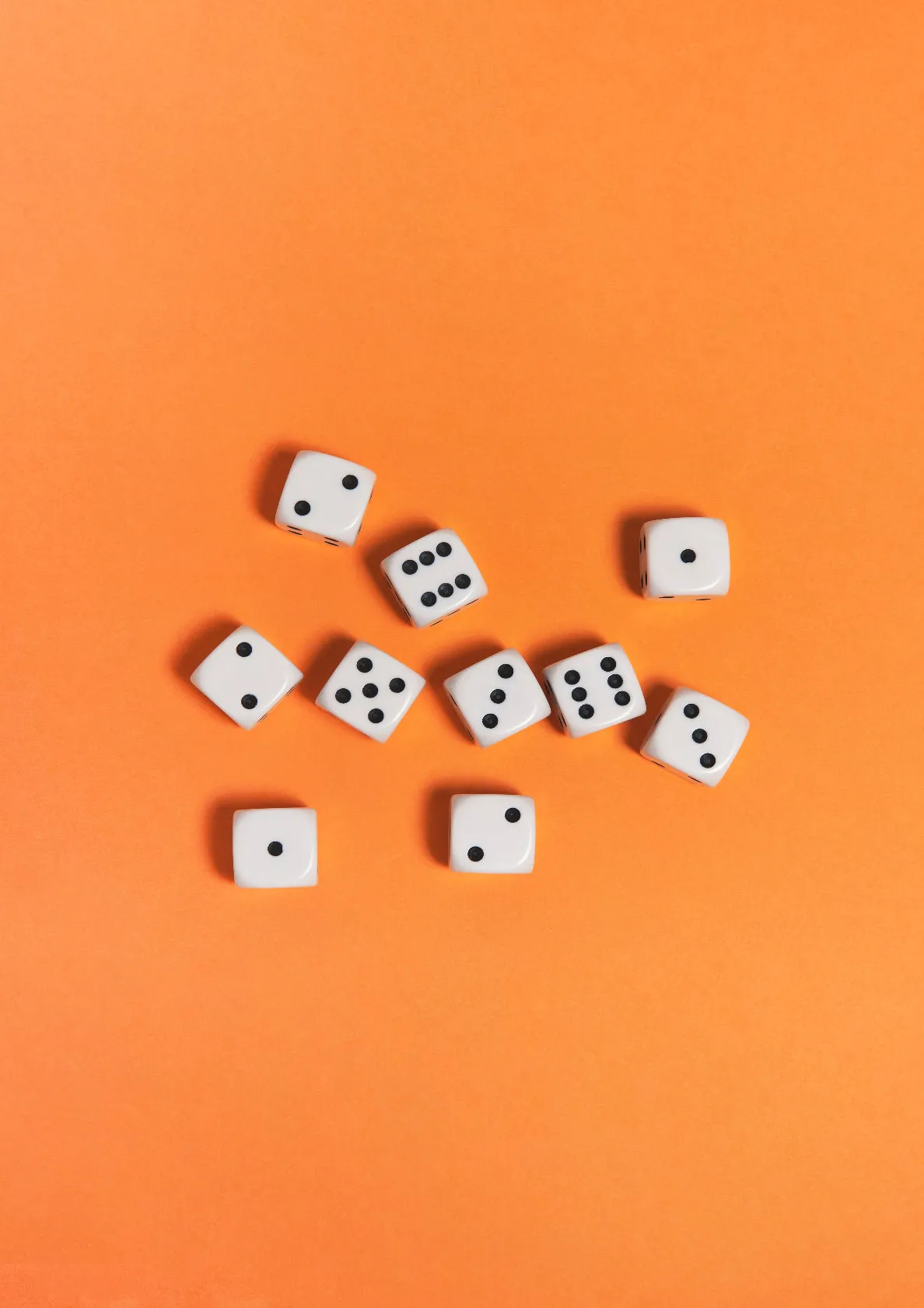 Black-and-white dices on a orange background / Pop art style photo print