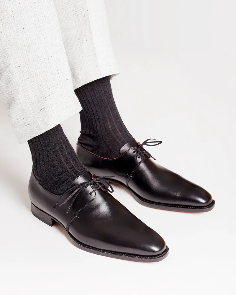 Black Leather Derby Dress Shoe