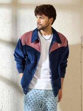 Blue and Mauve Cut And Sew Corduroy Jacket