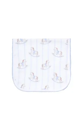 Blue Rocking Horse Baby Burp Cloth