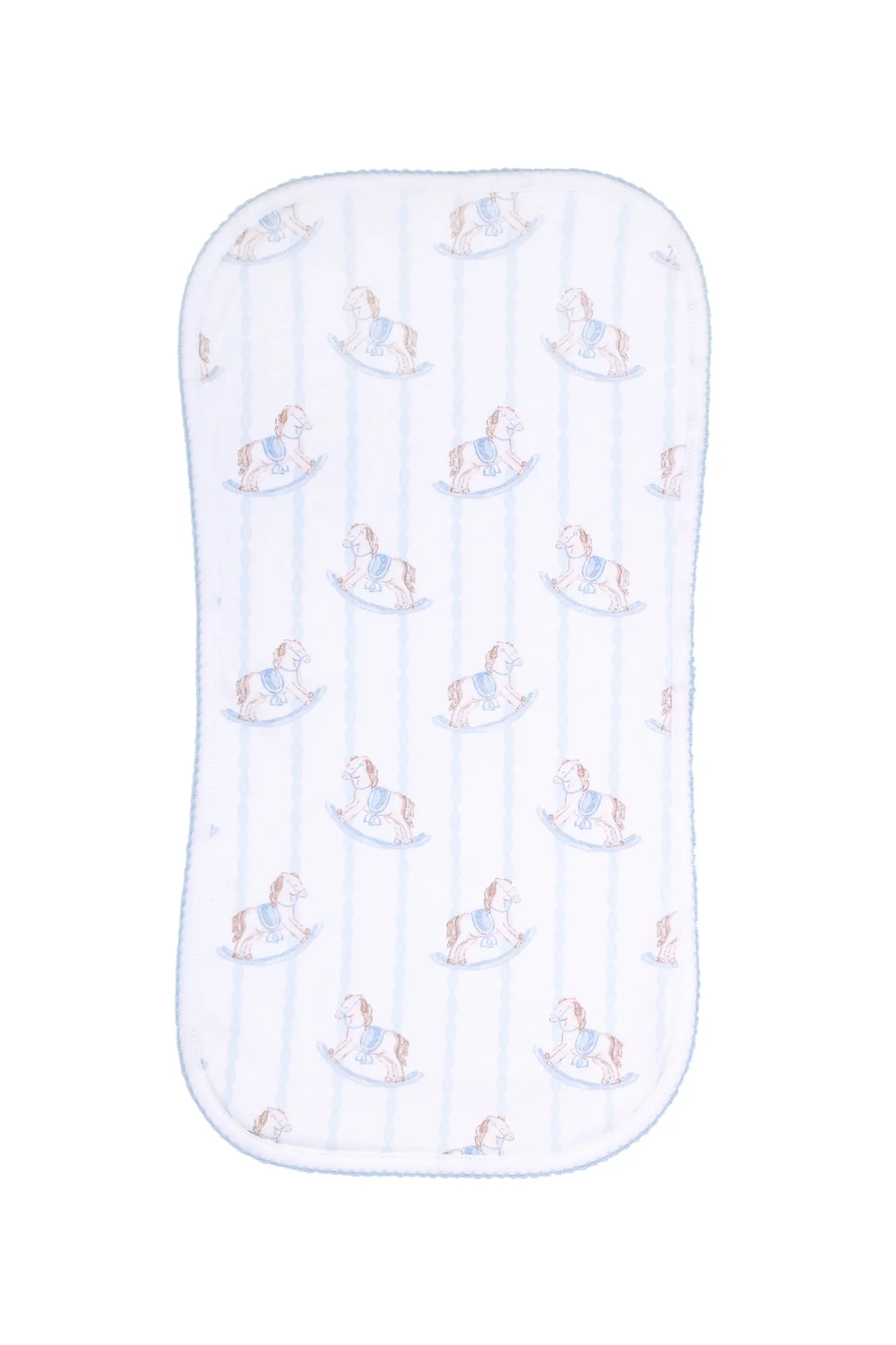 Blue Rocking Horse Baby Burp Cloth