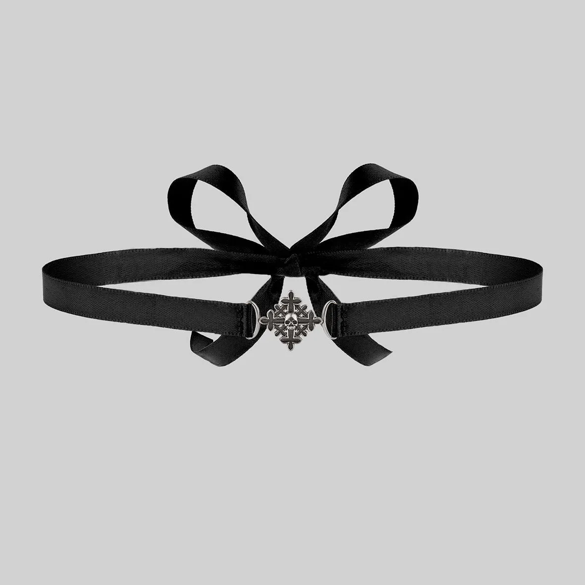 BODICE. Skull & Cross Satin Choker - Silver