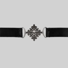 BODICE. Skull & Cross Satin Choker - Silver