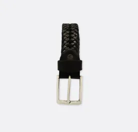 Braided Leather - Pin Buckle Belt - Black