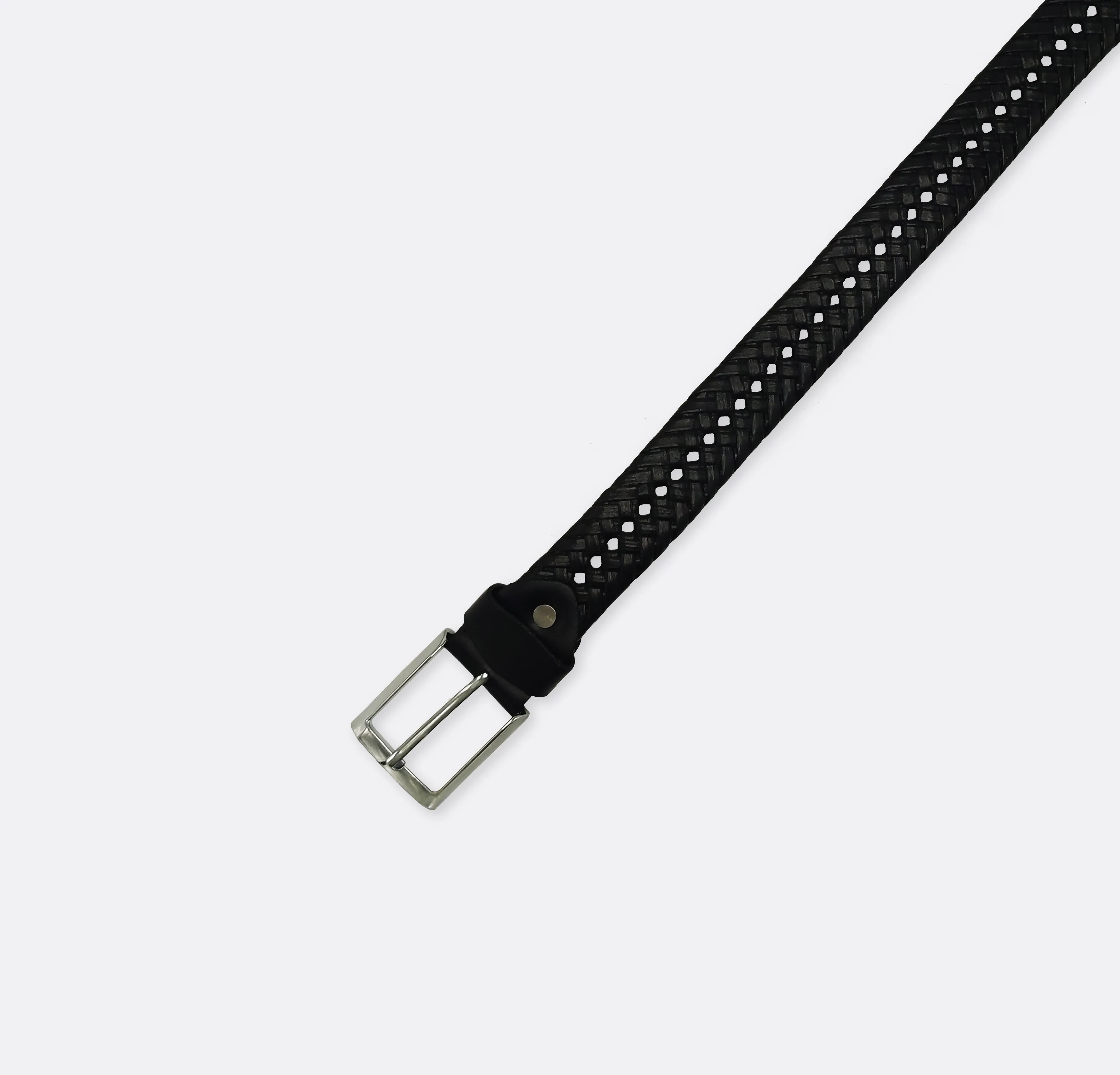 Braided Leather - Pin Buckle Belt - Black