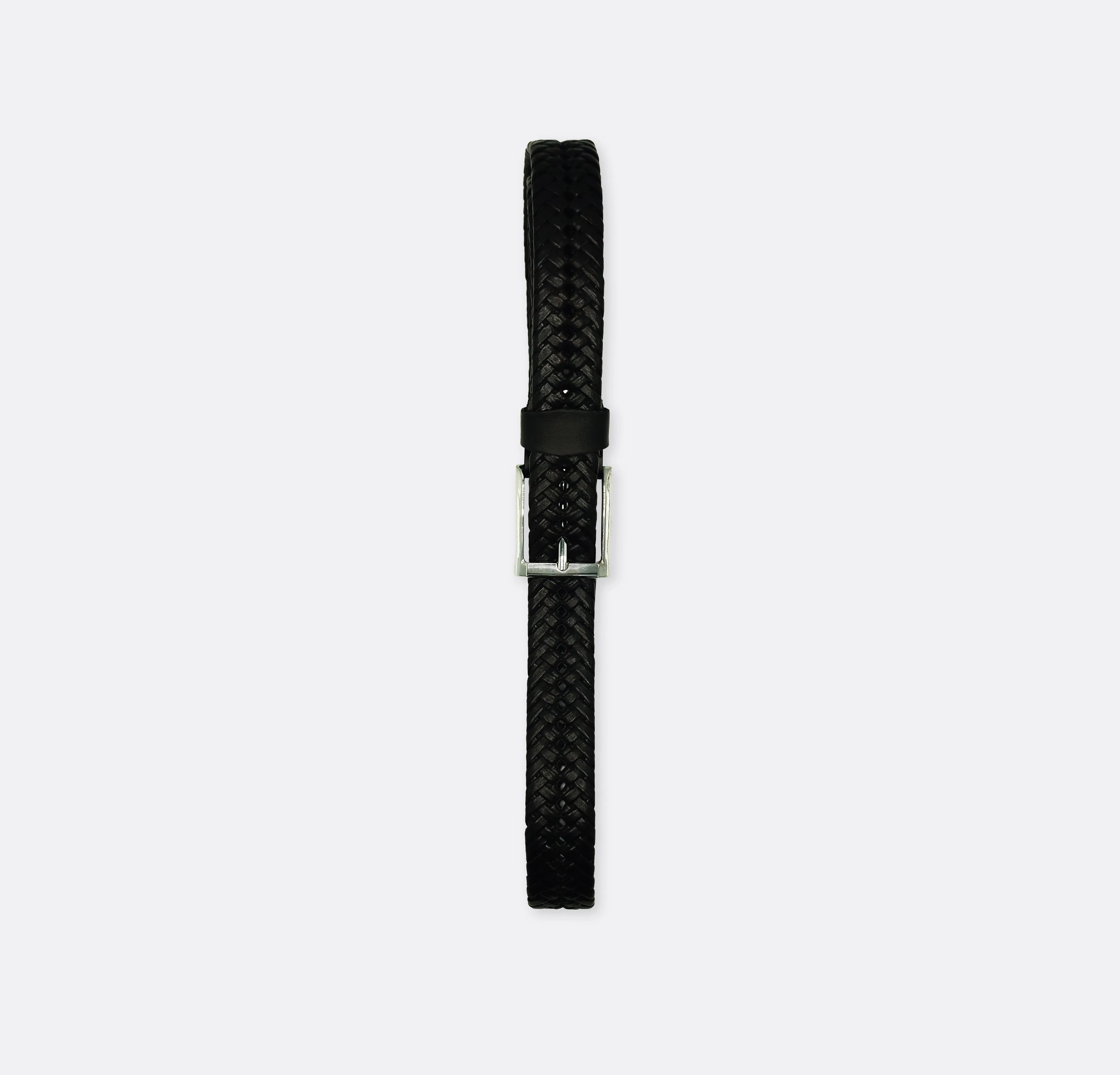 Braided Leather - Pin Buckle Belt - Black