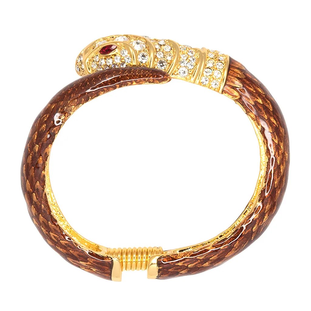 Brown & Crystal Snake Bracelet