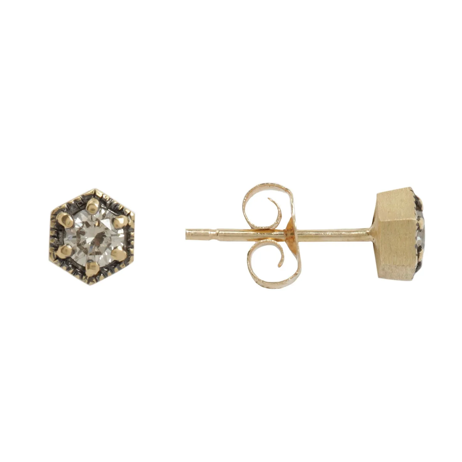 Brown Diamond Hexagon Studs