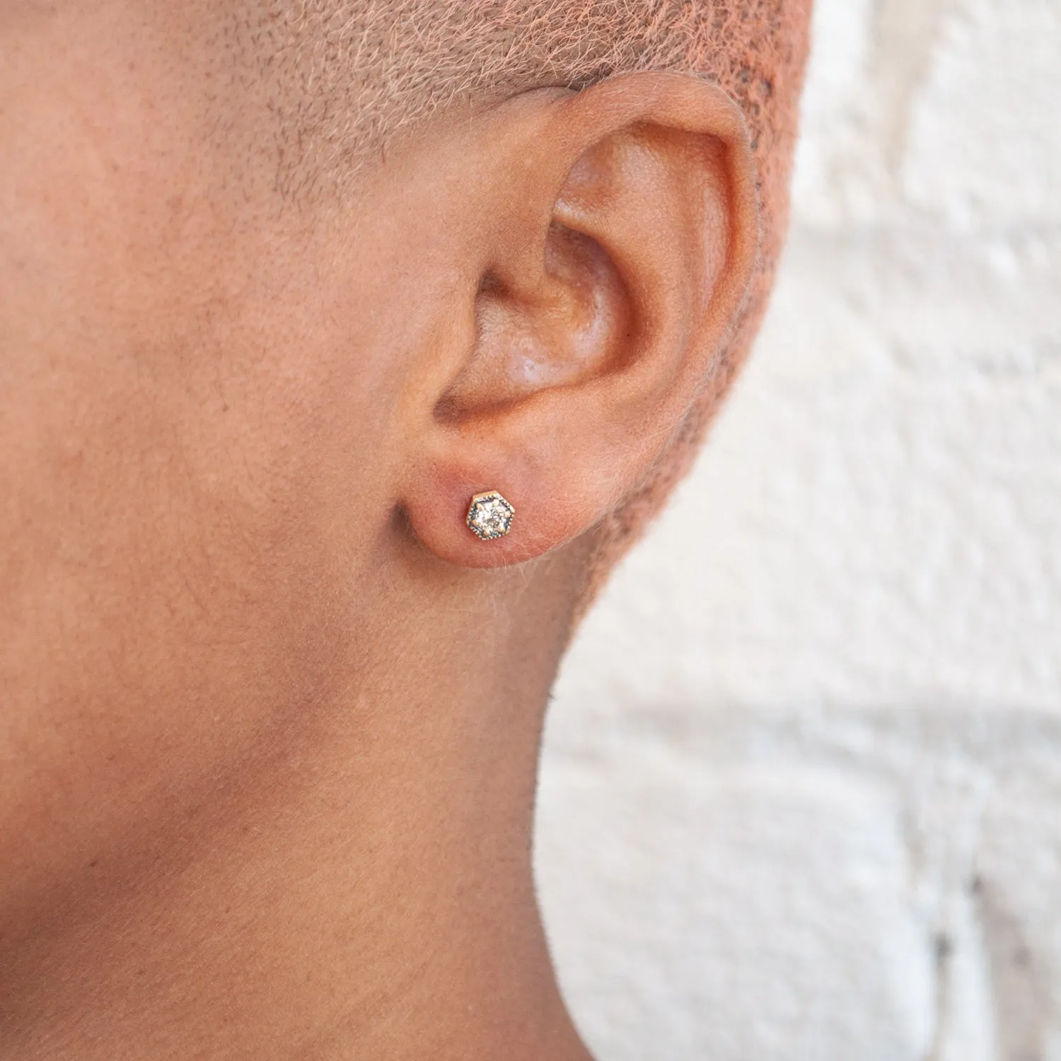 Brown Diamond Hexagon Studs