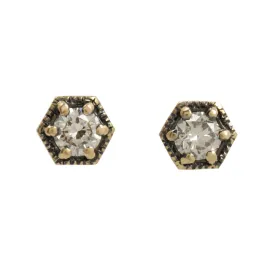 Brown Diamond Hexagon Studs