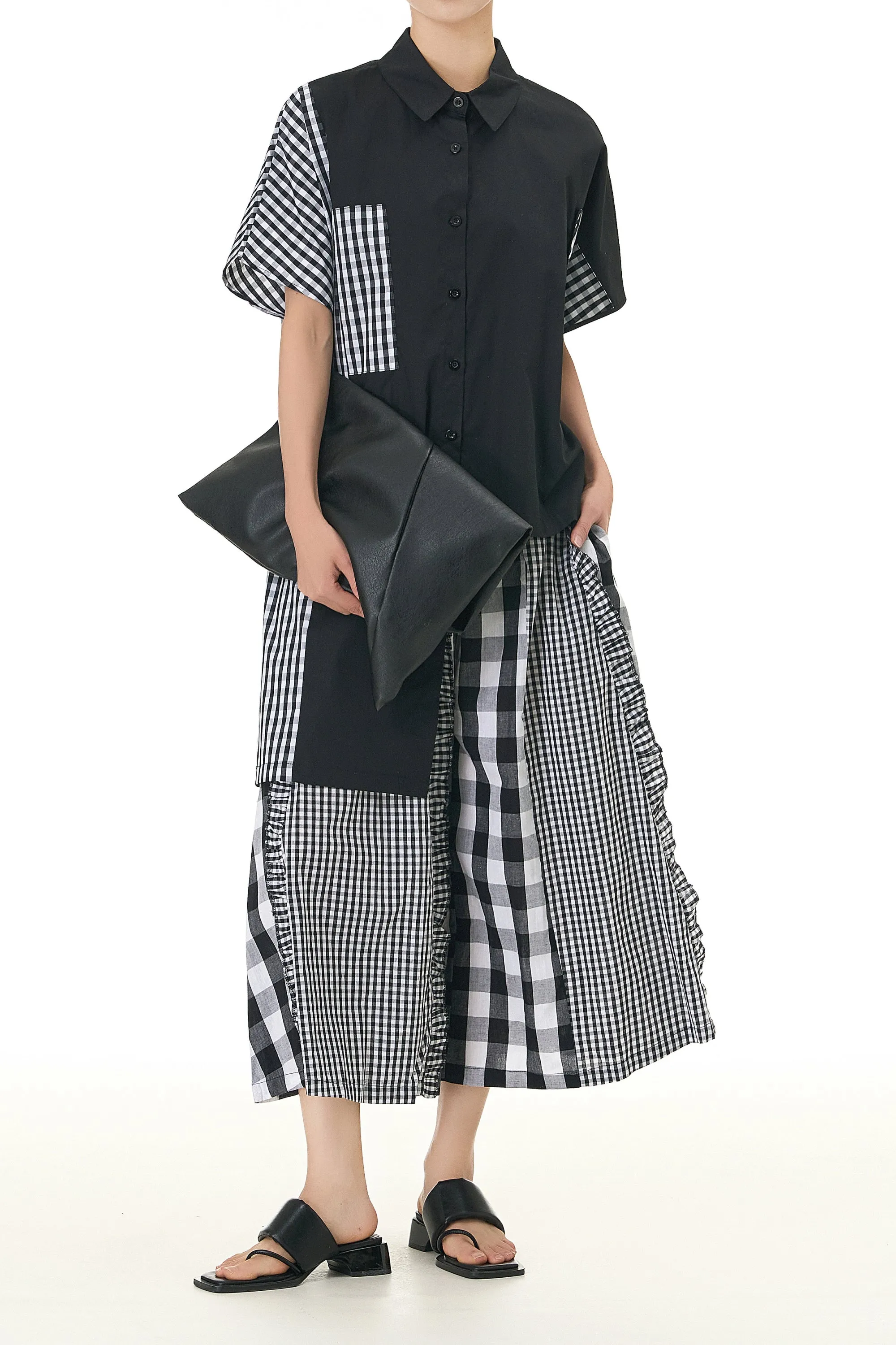 Check Patchwork Oversized Cotton Coord Set