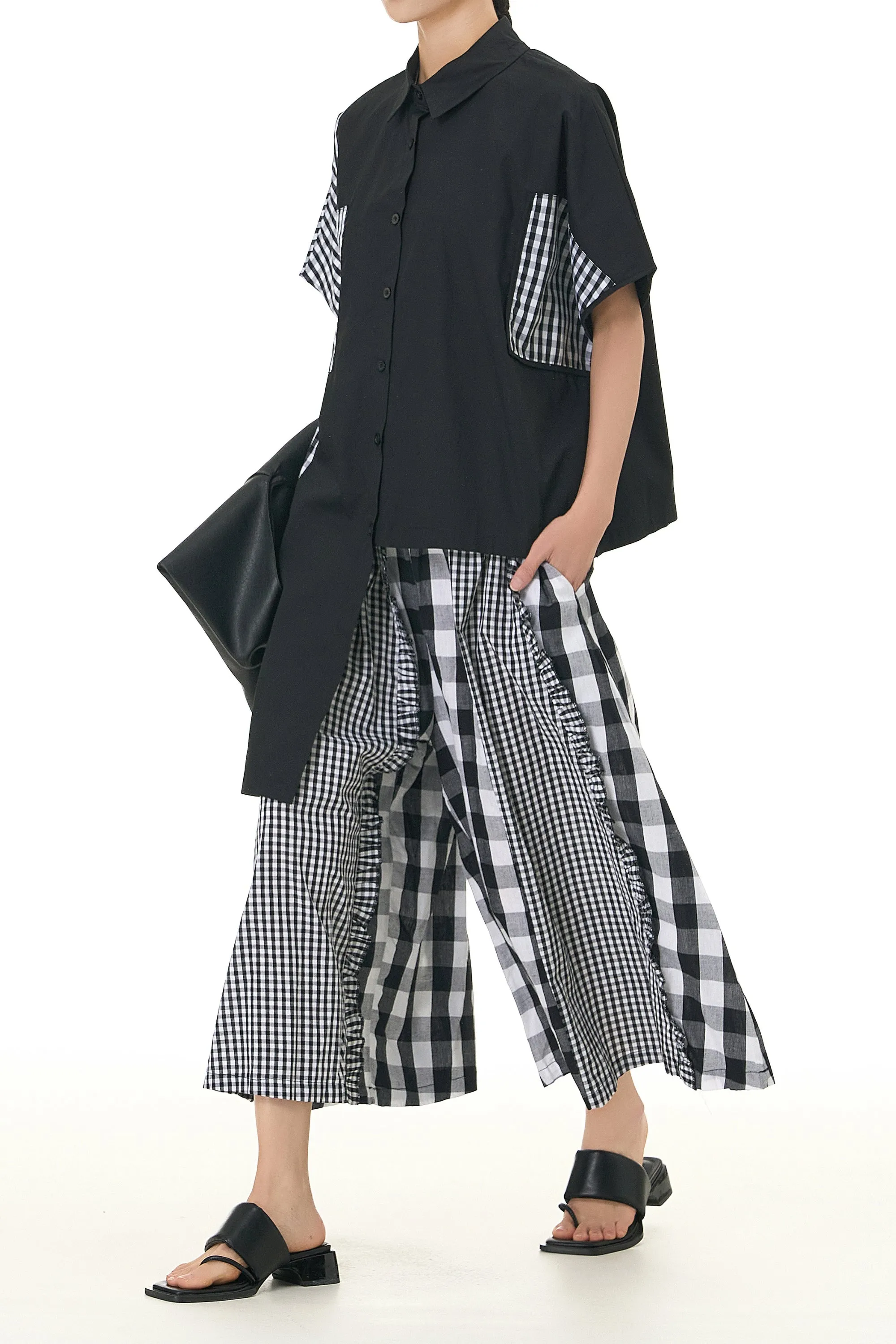 Check Patchwork Oversized Cotton Coord Set