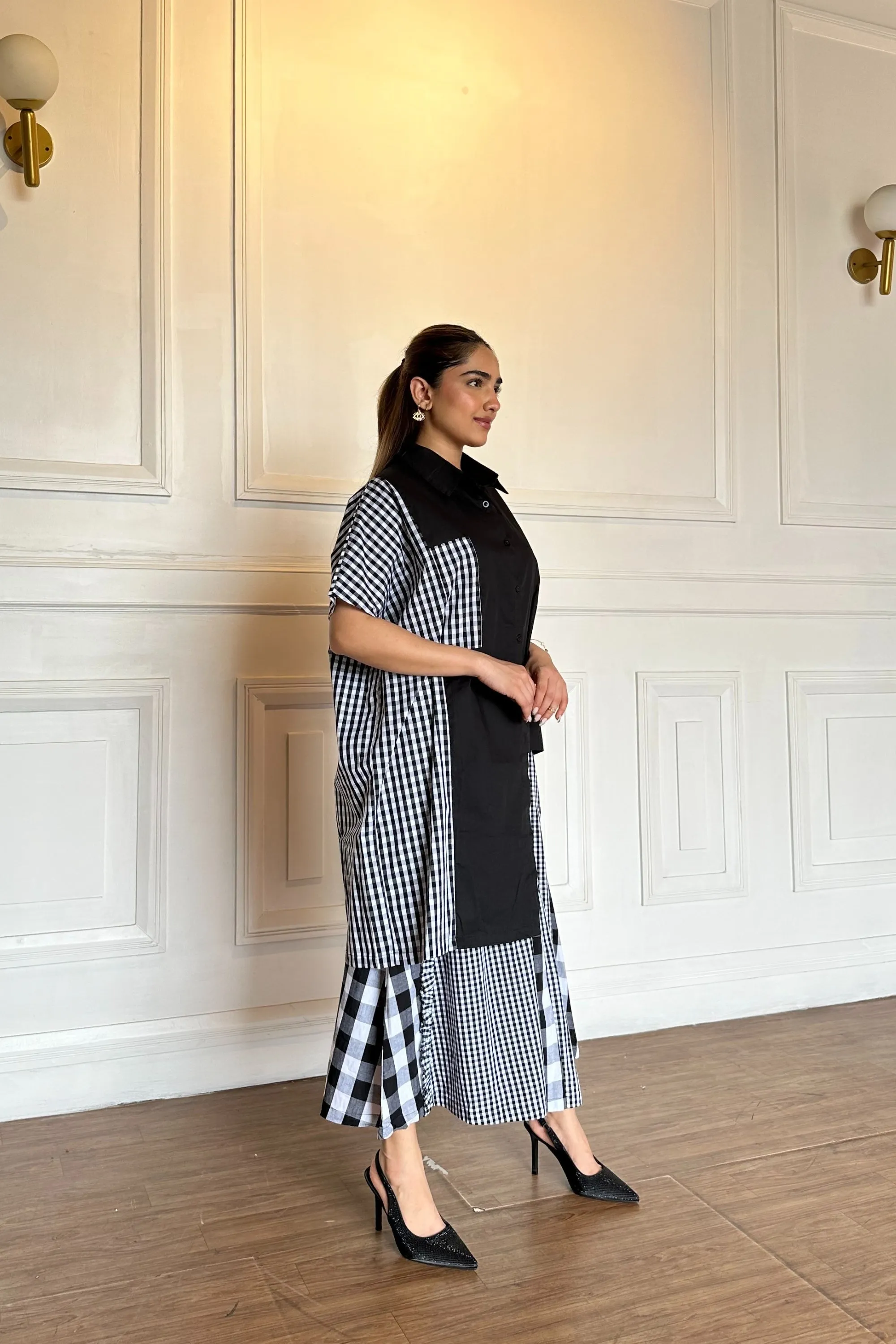 Check Patchwork Oversized Cotton Coord Set