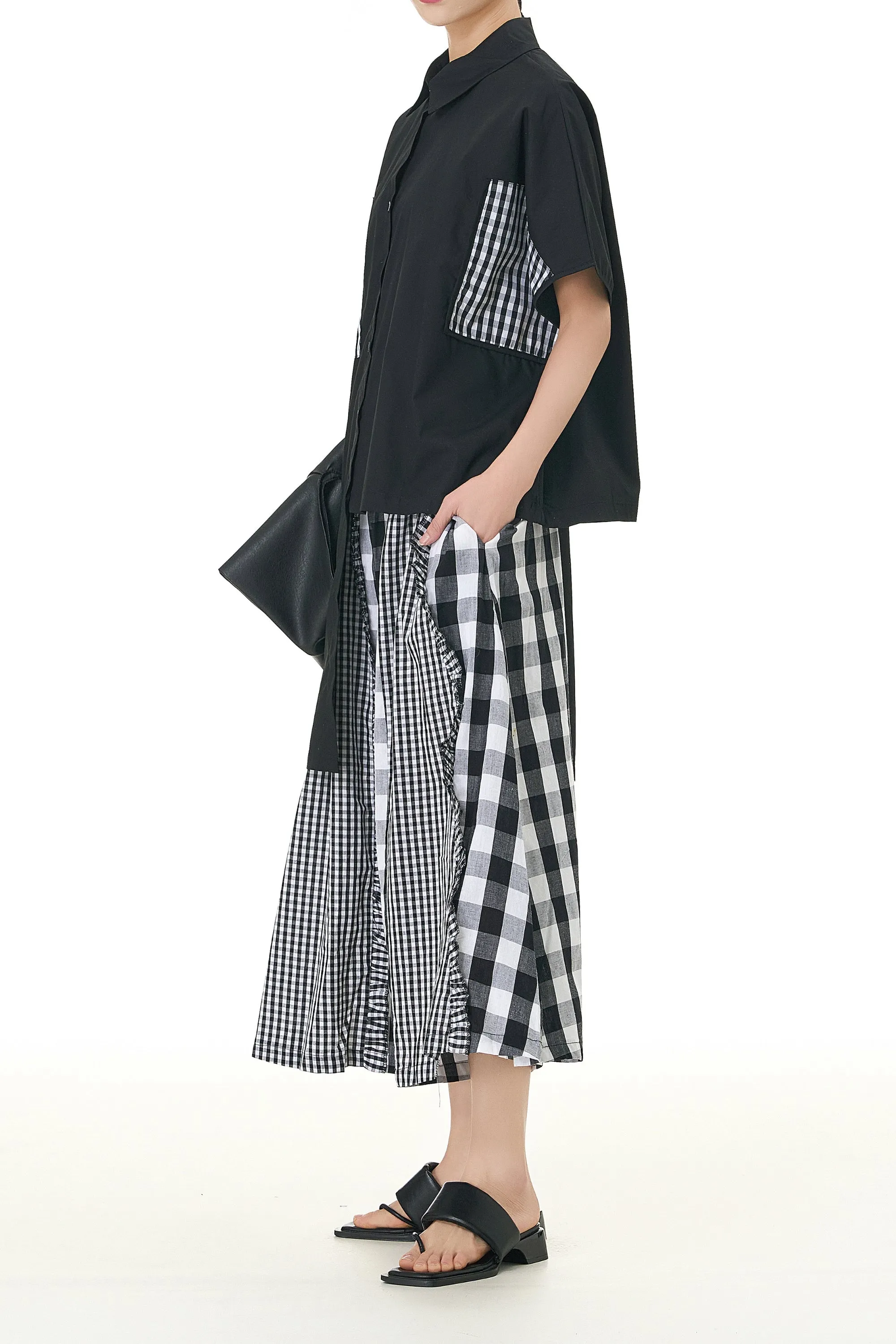 Check Patchwork Oversized Cotton Coord Set