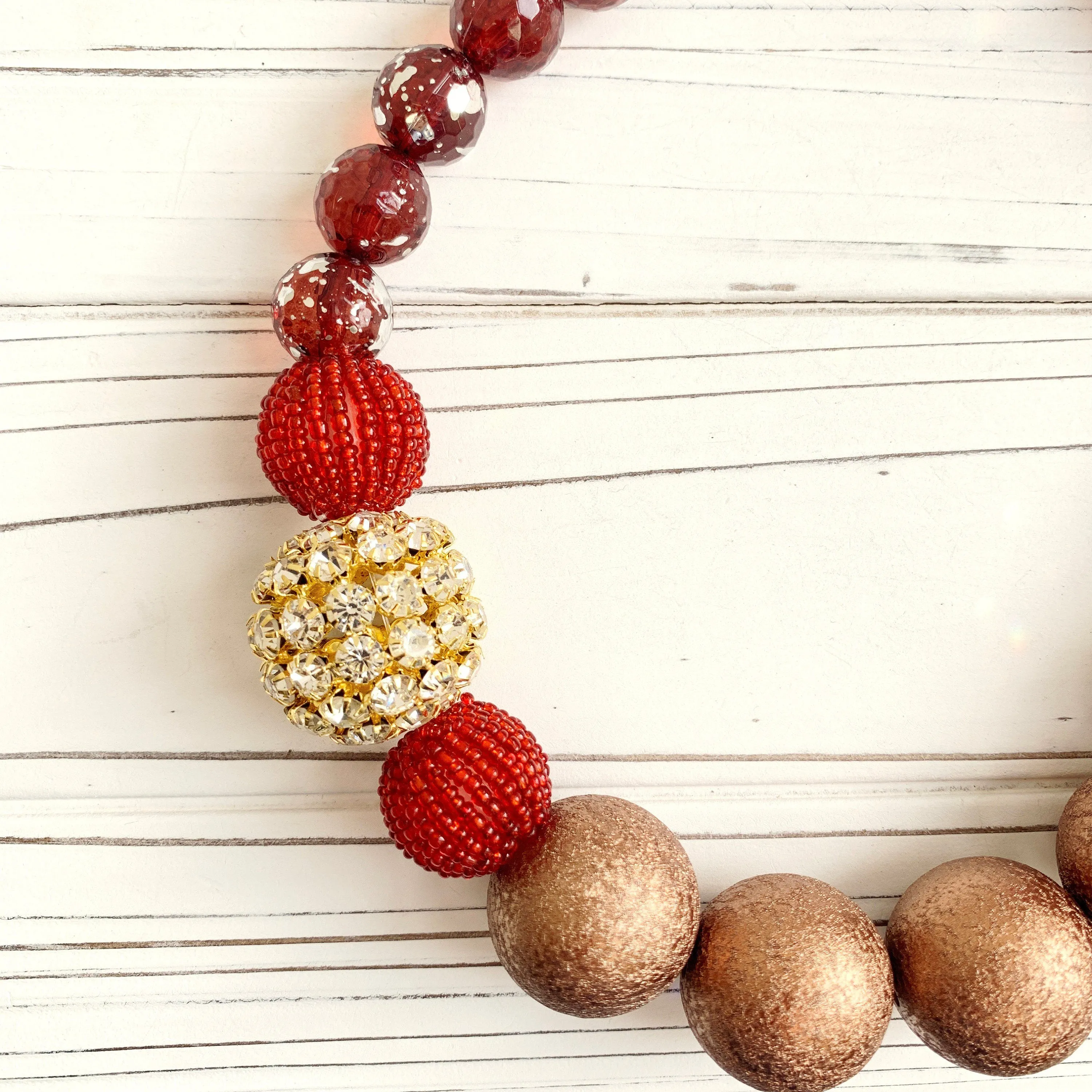 Cherry Red Beaded Choker Necklace